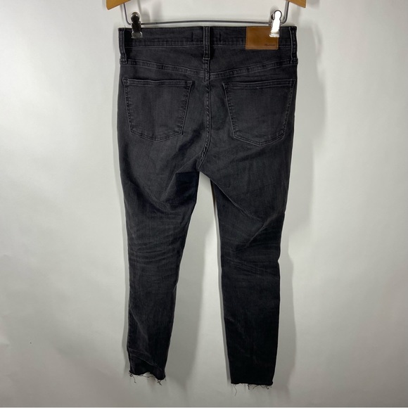 Madewell Size 27 9'' High Rise Skinny Jeans Washed Black Distressed Ripped Knee - Picture 5 of 10